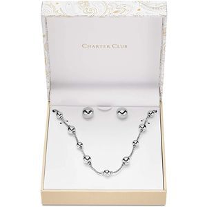 💌Charter Club 2PC Silver Necklace Earring Set